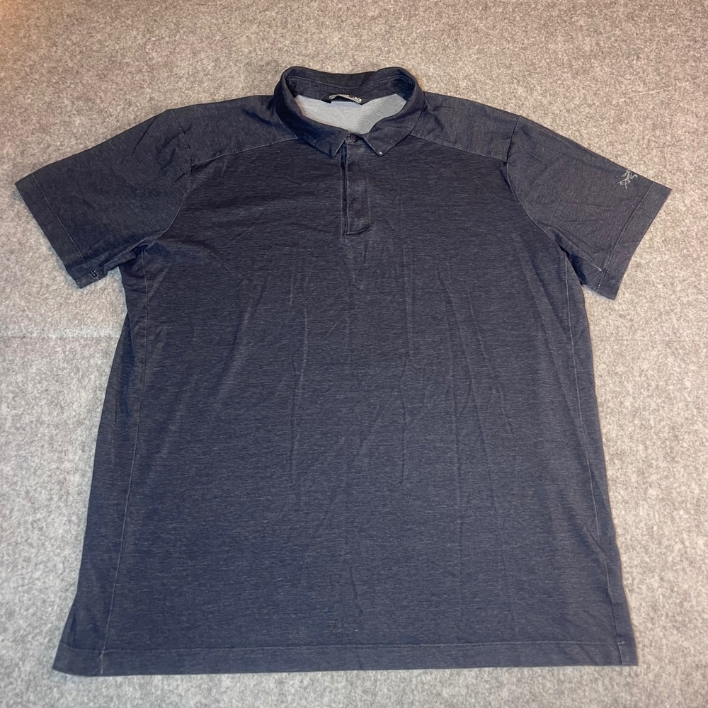 Arcteryx Eris Polo Mens XL Navy Blue Short Sleeve Snap Placket 25216